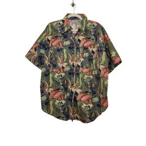 Vintage 80s 90s Button Shirt Extra 20W Oversized Dad Abstract Nature Art Floral